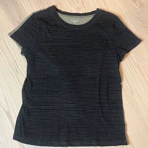 Athleta Black Striped Short Sleeve Tee
